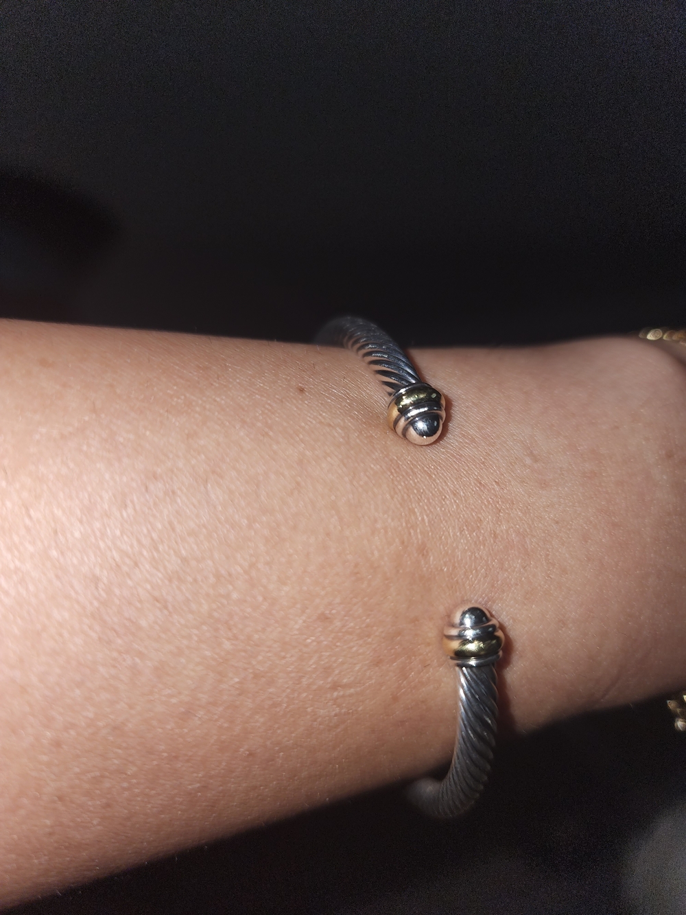 David Yurman Classic Cable Cuff Bracelet in Silver and Gold - Picture 2 of 5